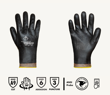 Superior Glove® TenActiv™ S21TXFC Foam Nitrile Fully Coated Touchscreen A9 Extreme-Cut Gloves